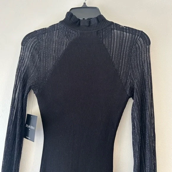 NWT Dylan Ryan Elegant Black Sheer Sleeve Dress - Picture 3 of 12